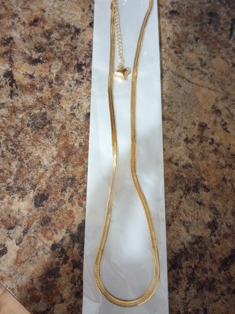 Stainless steel herringbone necklace chain gold plated 16"+ New